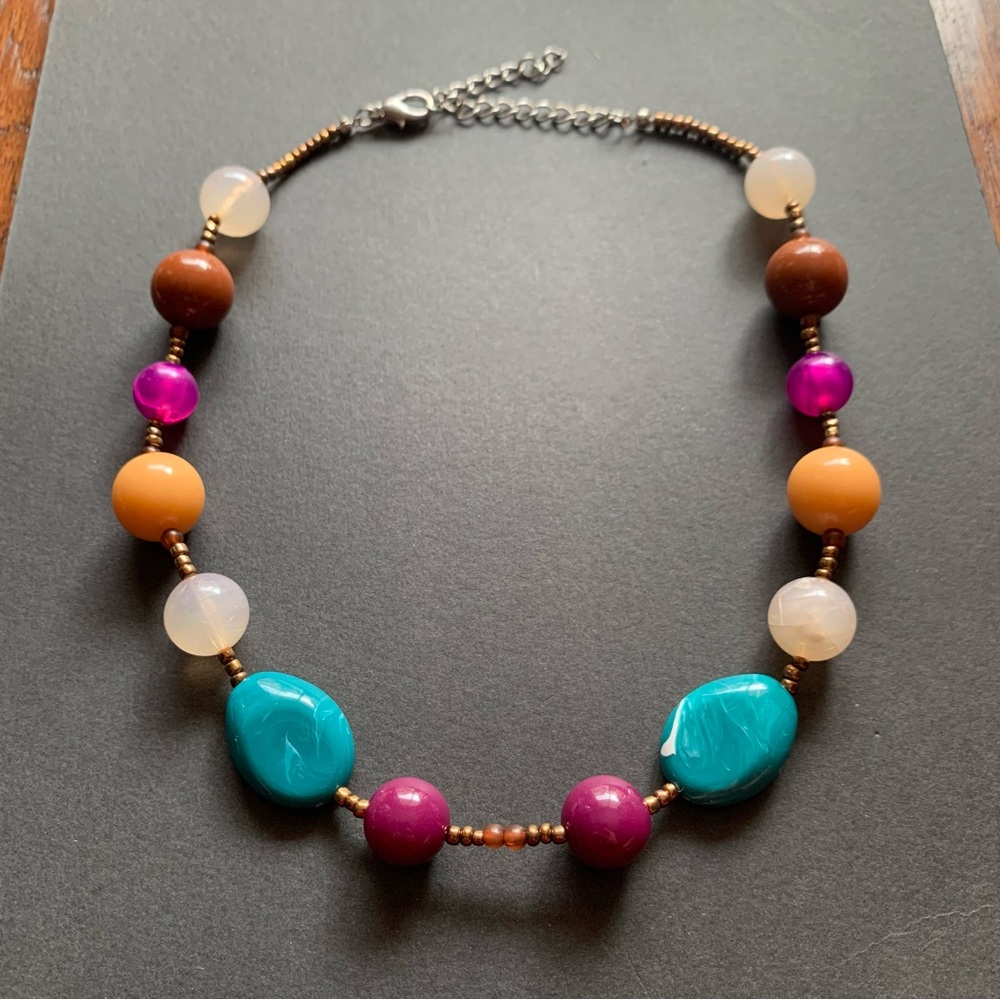 Colorful Glass & Acrylic Bead Necklace - Picture 5 of 6